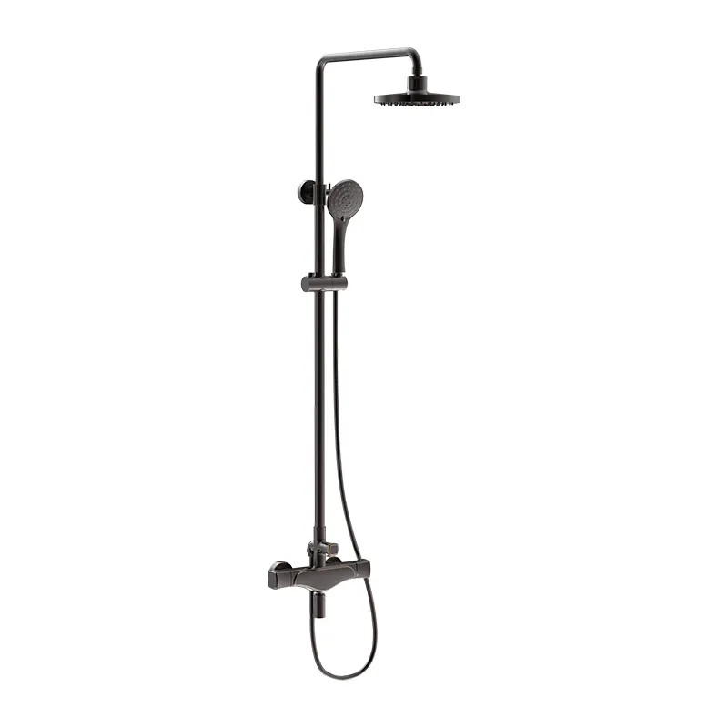 LA FONZA SHOWER COLUMN SLT1024-1001 MATTE BLACK BRASS BATHROOM ROUND